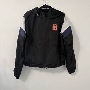 Detroit Tigers Black Navy Plus Size Anorak Quarter-Zip Hoodie 1X